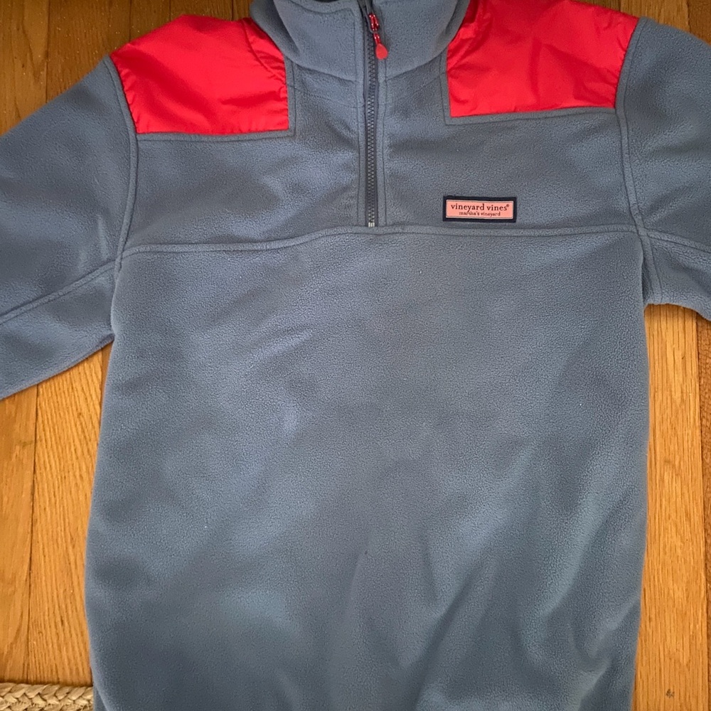 Vineyard Vines Charcoal and Scarlet Fleece
